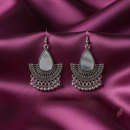 Oxidised Black Teardrop Dangler Earrings