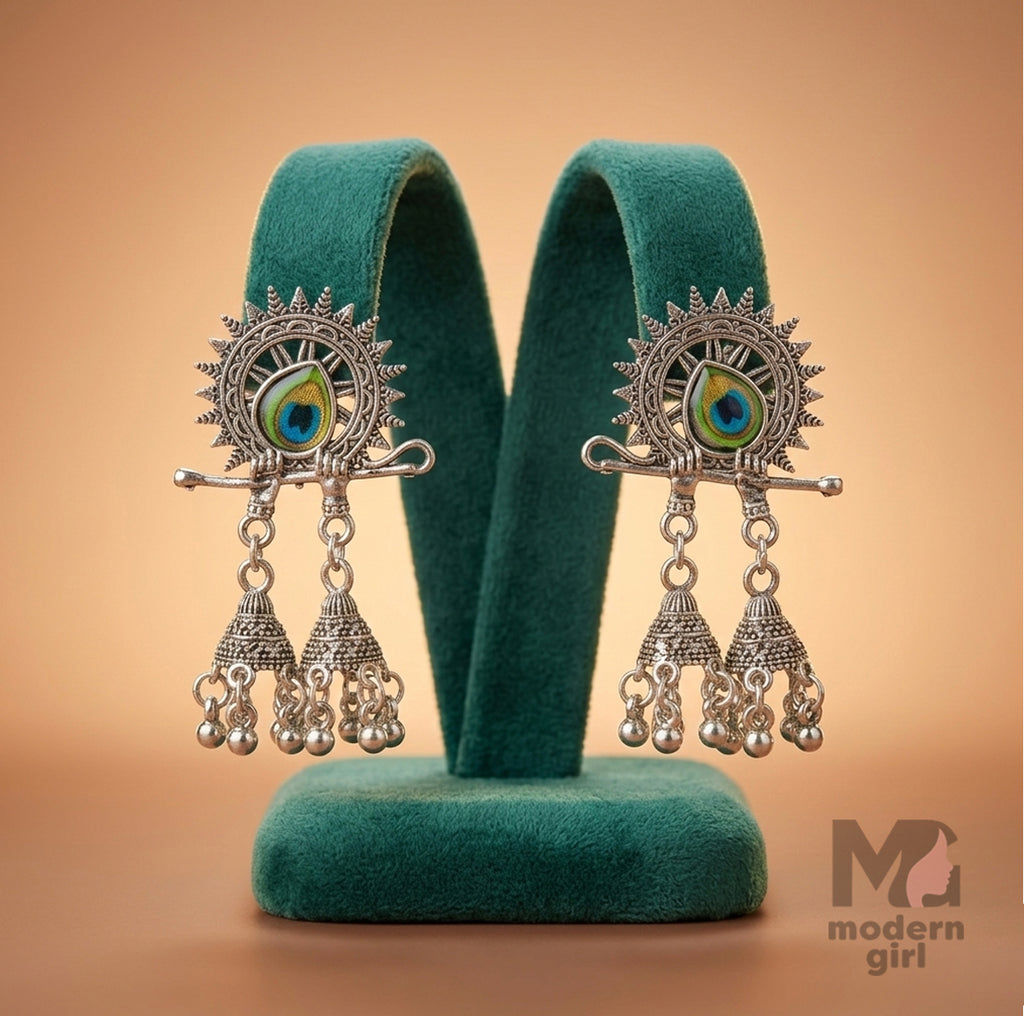 Traditional Peacock Feather Jhumka