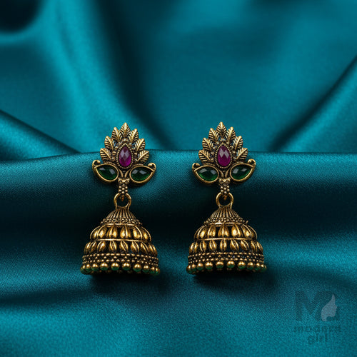 Lotus Temple Jhumka Earrings