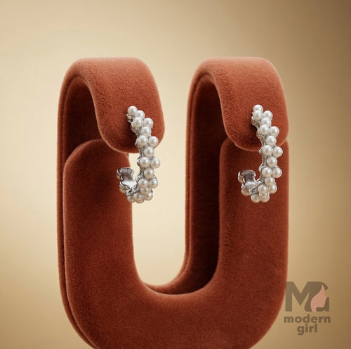 Elegant Pearl Hoop Earrings