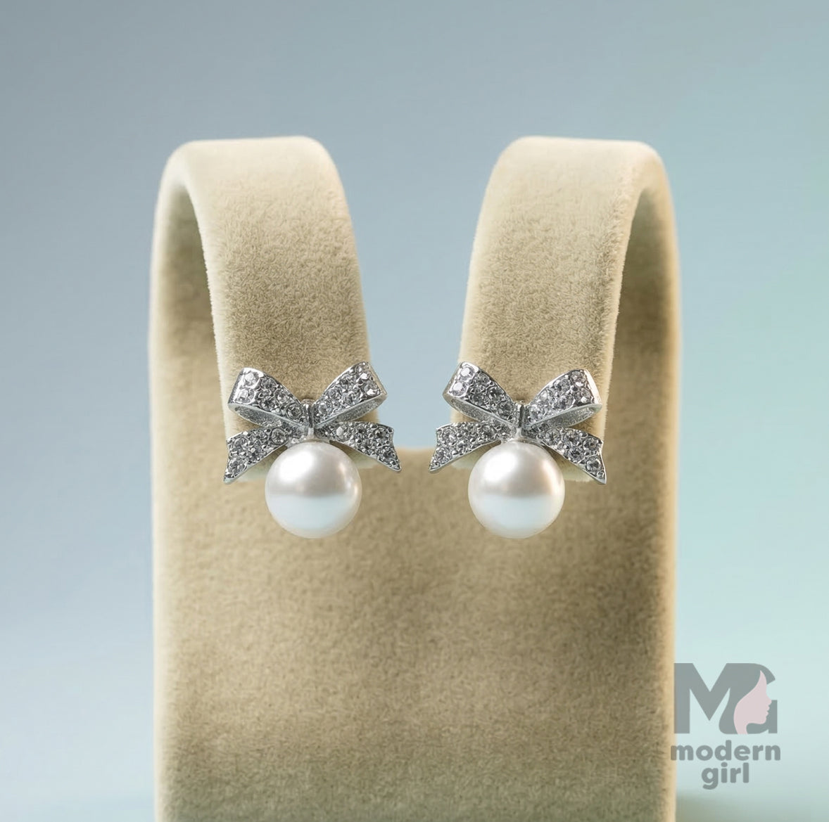 Bow Knot Pearl Drop Earrings