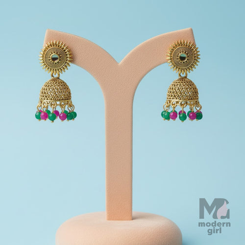 Sunburst Dome Jhumka Earrings