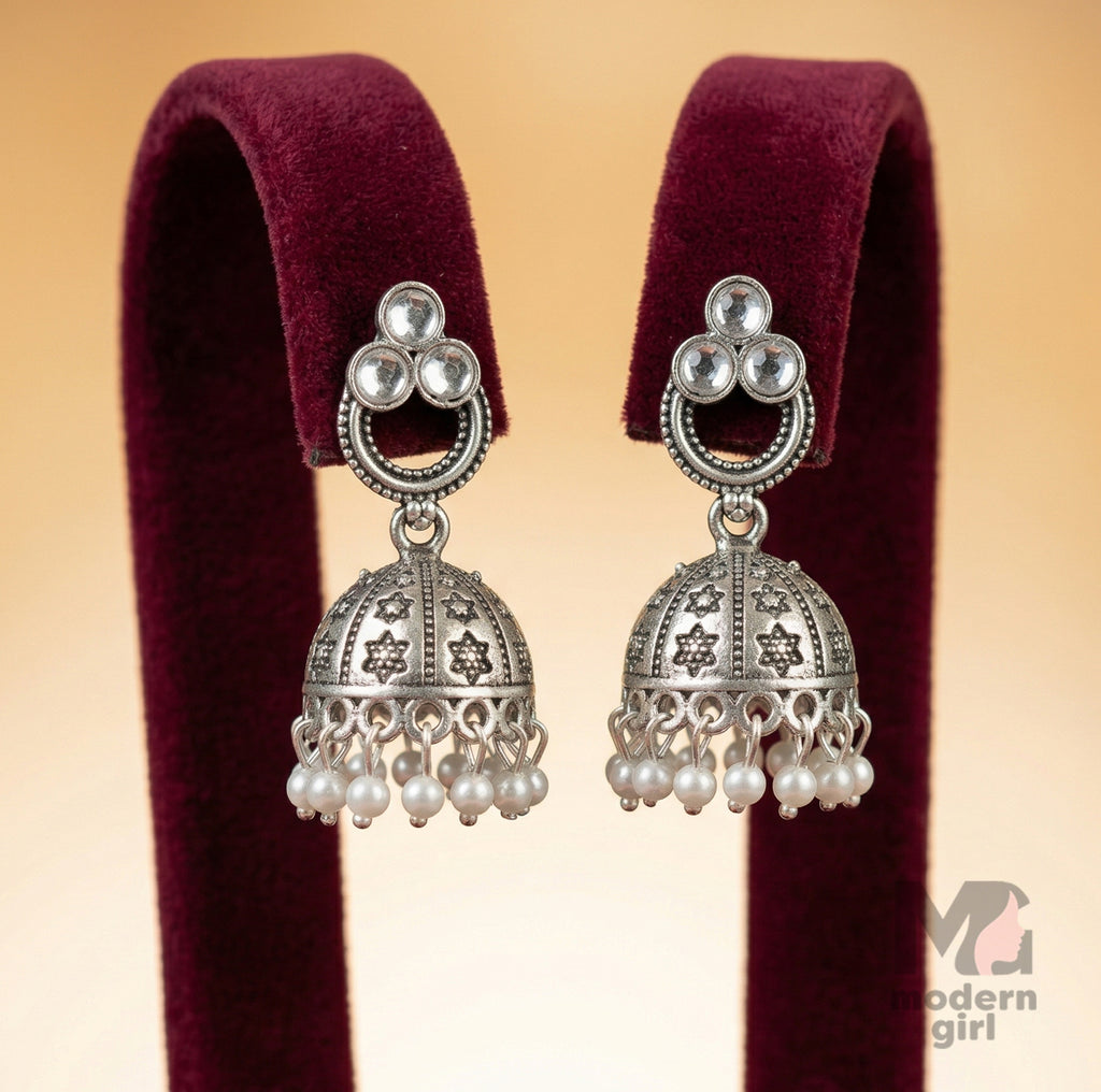 Classic Stone Jhumka Earrings for Women | Traditional Beaded Ethnic Jewelry