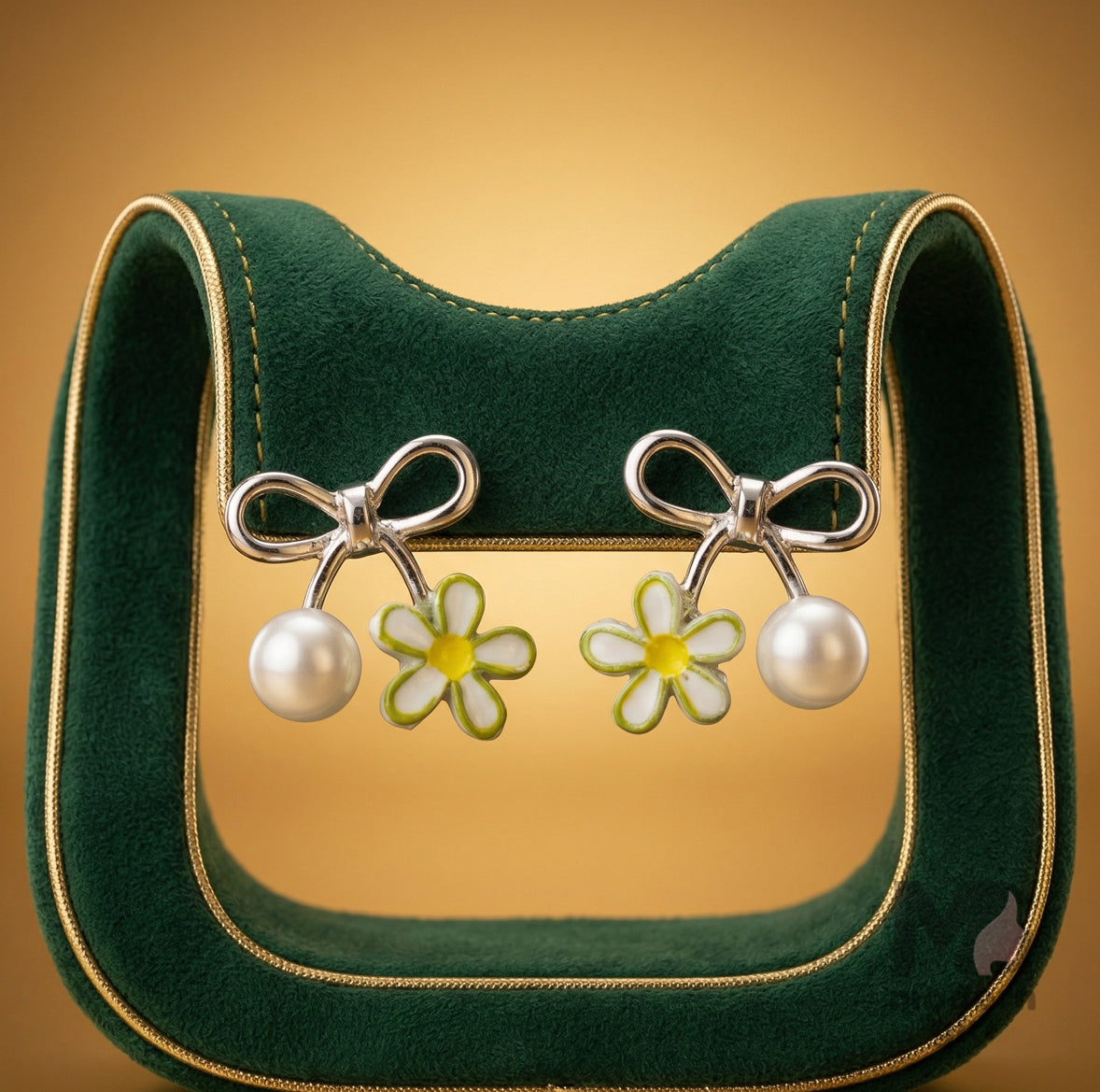 Daisy Pearl Bow Earrings