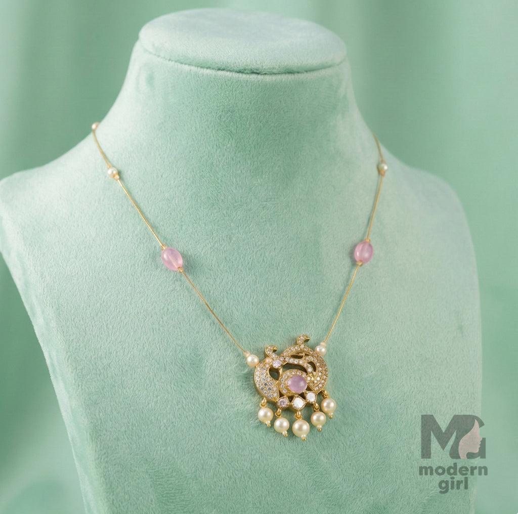 Traditional Peacock Design Invisible Chain Necklace