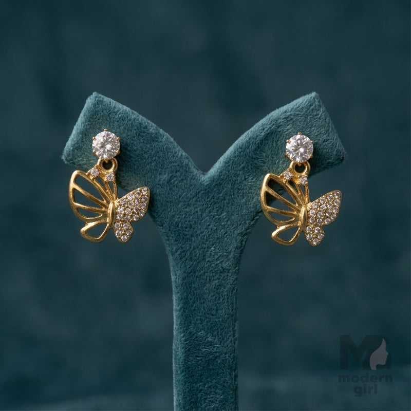Golden Crystal Flutter Earrings