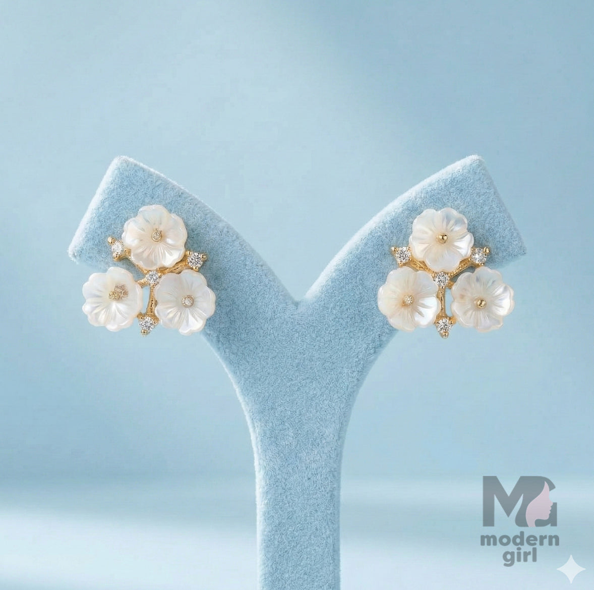 Elegant White Crystal Floral Earrings
