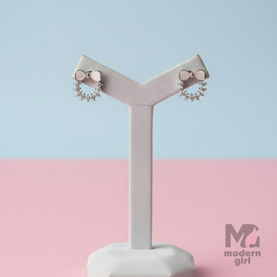 Crystal Halo Bow Stud Earrings – Minimal Elegant Daily Wear