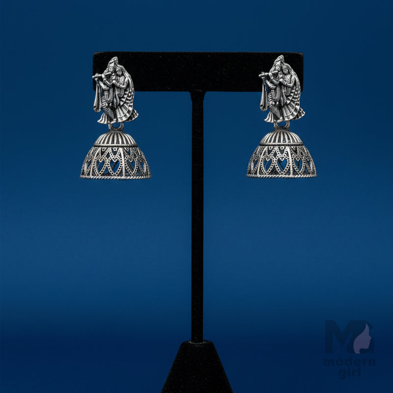 German Silver Radha Krishna Jhumka
