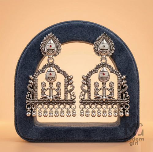 Vel Design Temple Jhumka Earrings with Pearl Drops