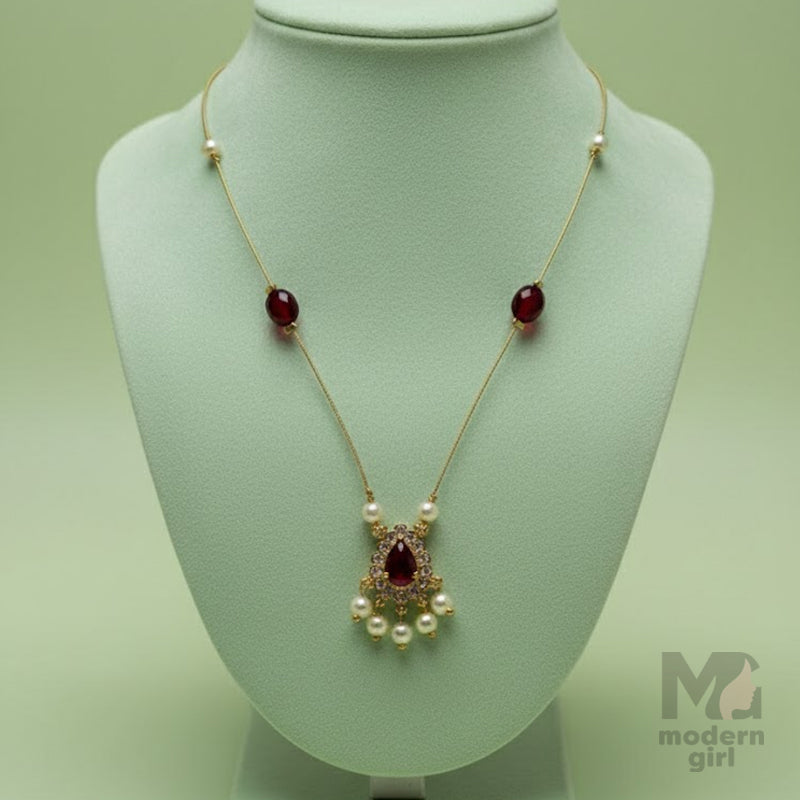 Royal Ruby Pearl Invisible Chain