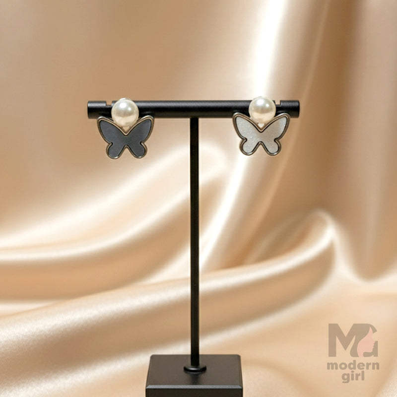 Butterfly Pearl Stud Earrings