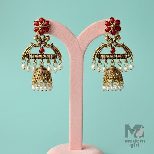 Emerald Blossom Antique Temple Jhumka