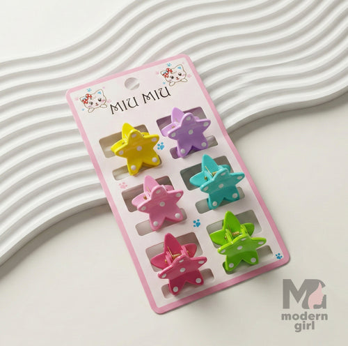 Pastel Mini Star Hair Clip - 6 pieces