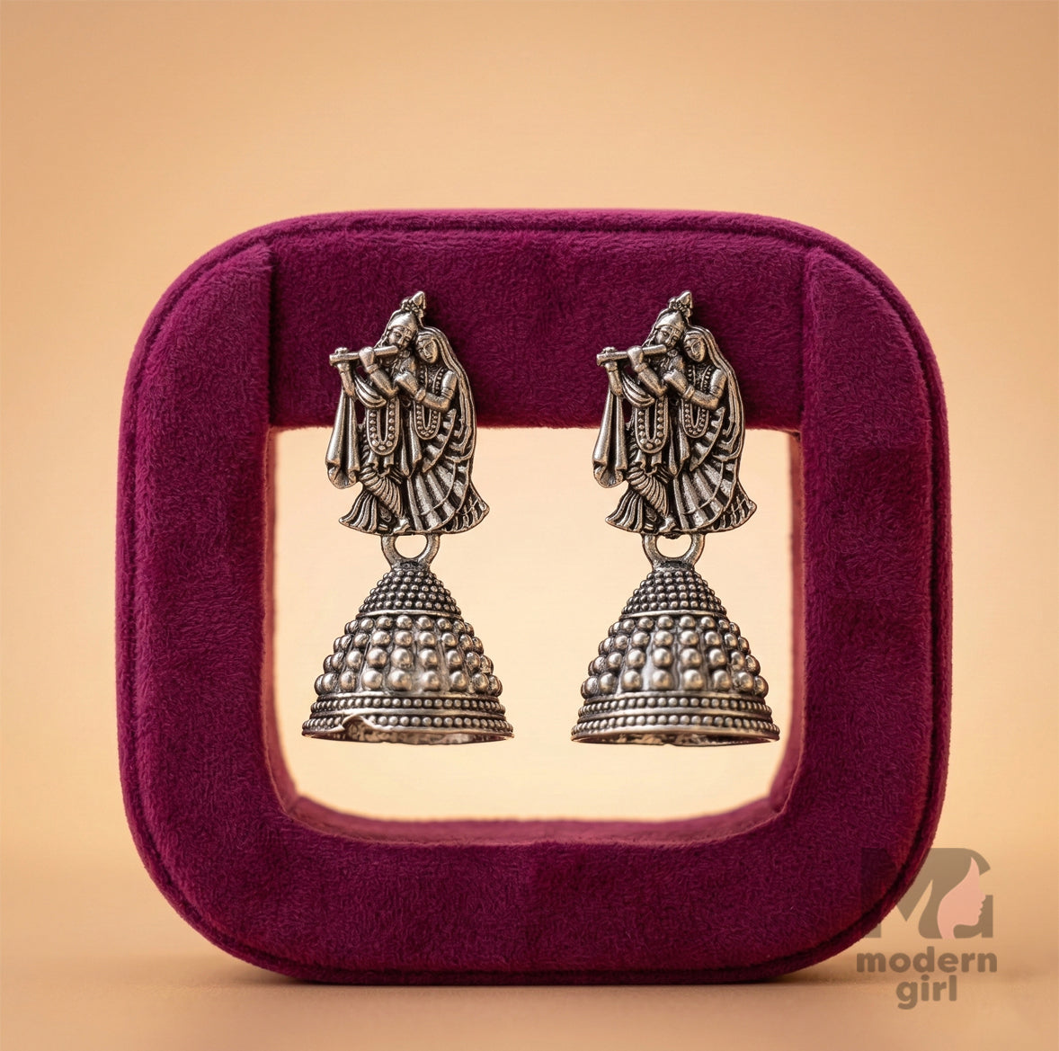 Radha Krishna Antique Jhumka Earrings