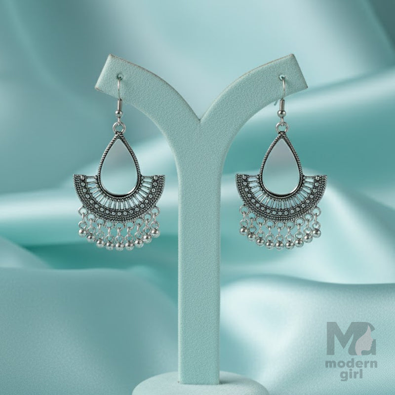 Oxidised Black Teardrop Dangler Earrings