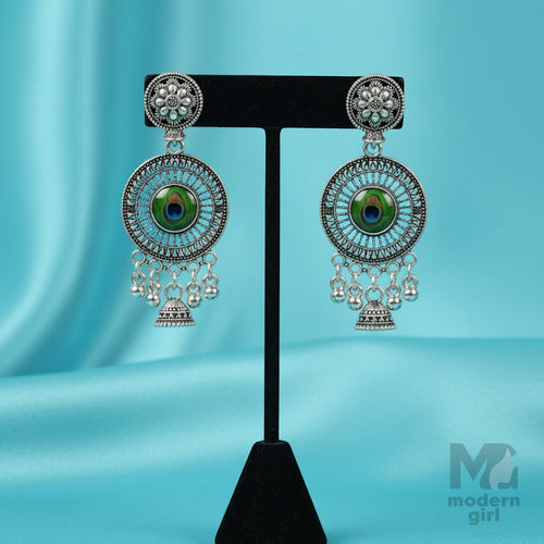 German Silver Peacock Eye Dangler Jhumkas