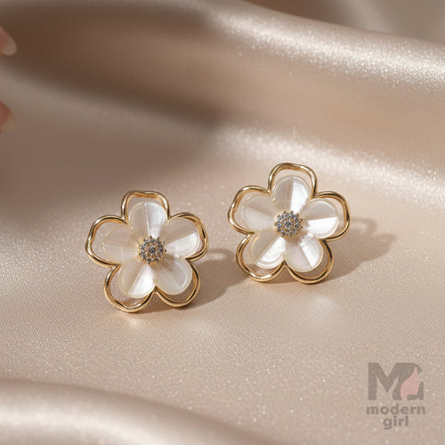 Pearl Petal Blossom Stud Earrings
