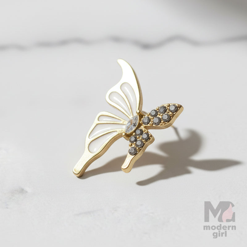 Elegant Butterfly Gold-Plated Earrings with CZ Stones – Modern Girl Collection
