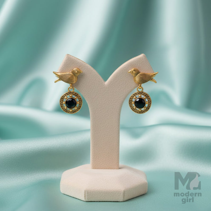 Golden Bird Drop Earrings