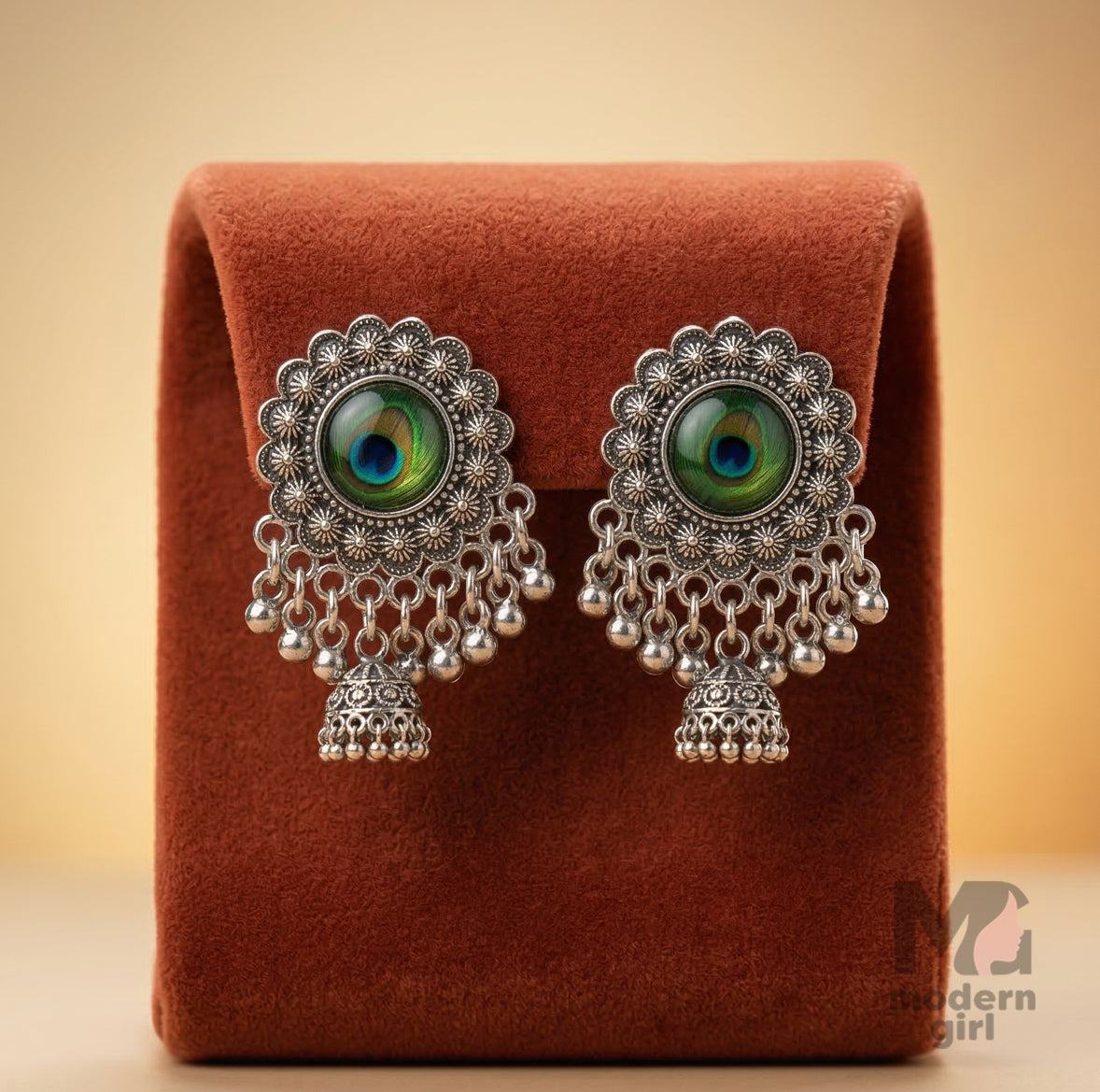 Oxidised Peacock Eye Jhumka Earrings for Women