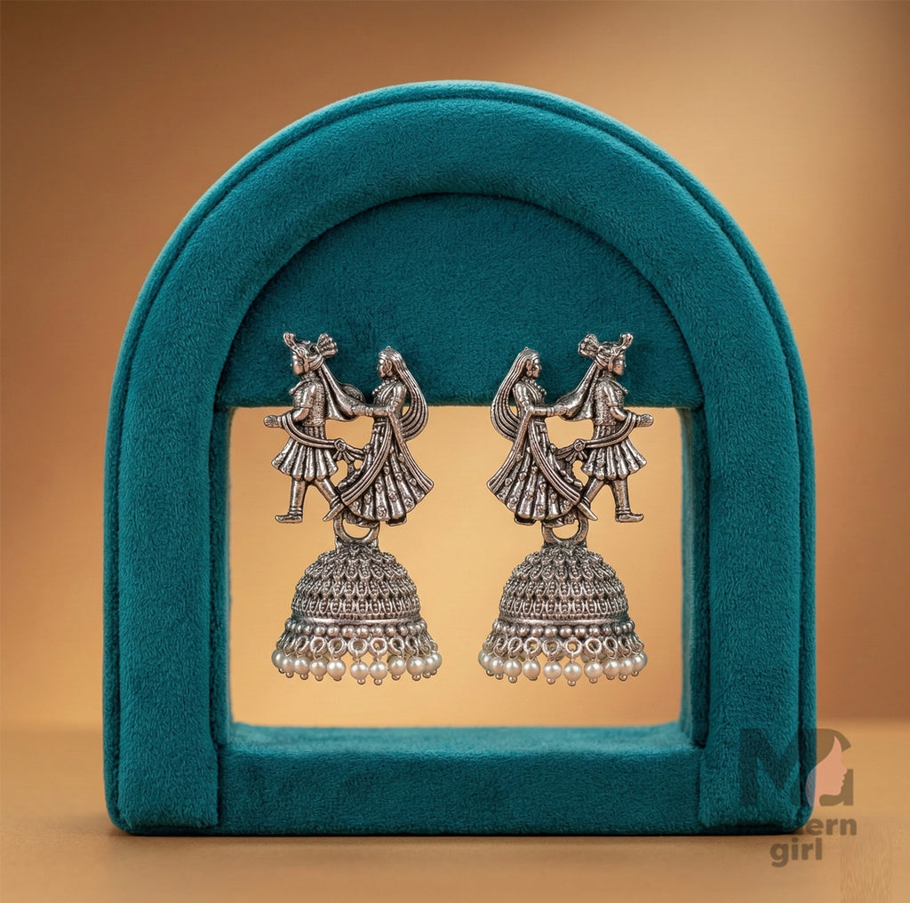 Bride Groom Design Jhumka Earrings with Pearl Drops