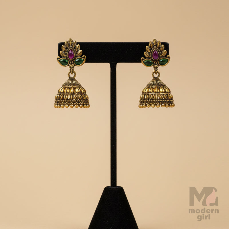 Lotus Temple Jhumka Earrings