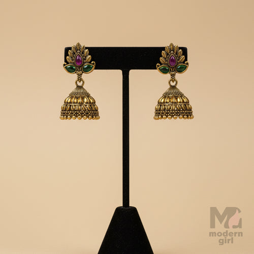 Lotus Temple Jhumka Earrings