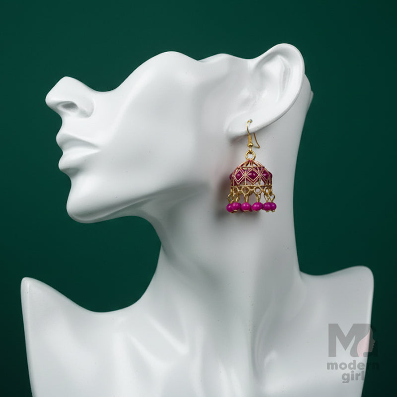 Enamel Beaded Jhumka Earrings