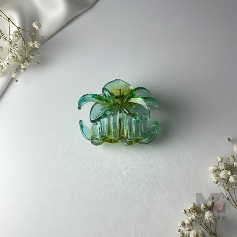 Crystal Flower Hair Claw Clip – Dual Tone