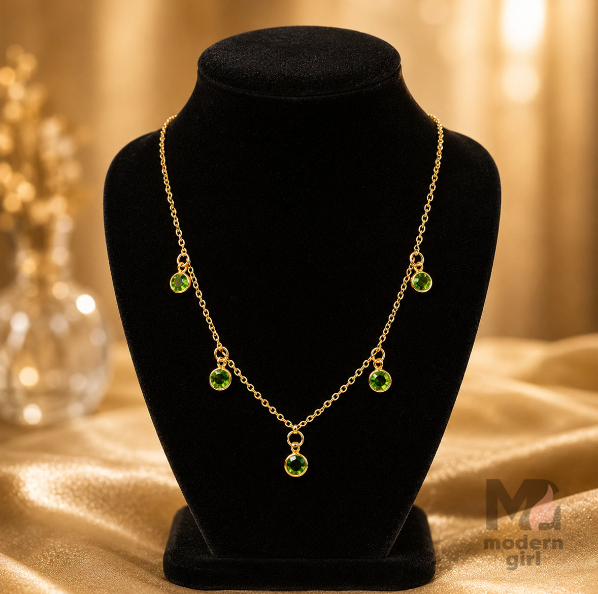 Emerald Drop Charm Necklace