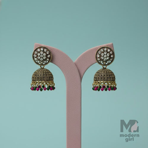 Sparkle Bloom Antique Jhumka