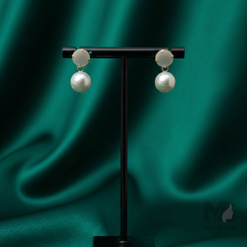 White Elegant Pearl Drop Earrings