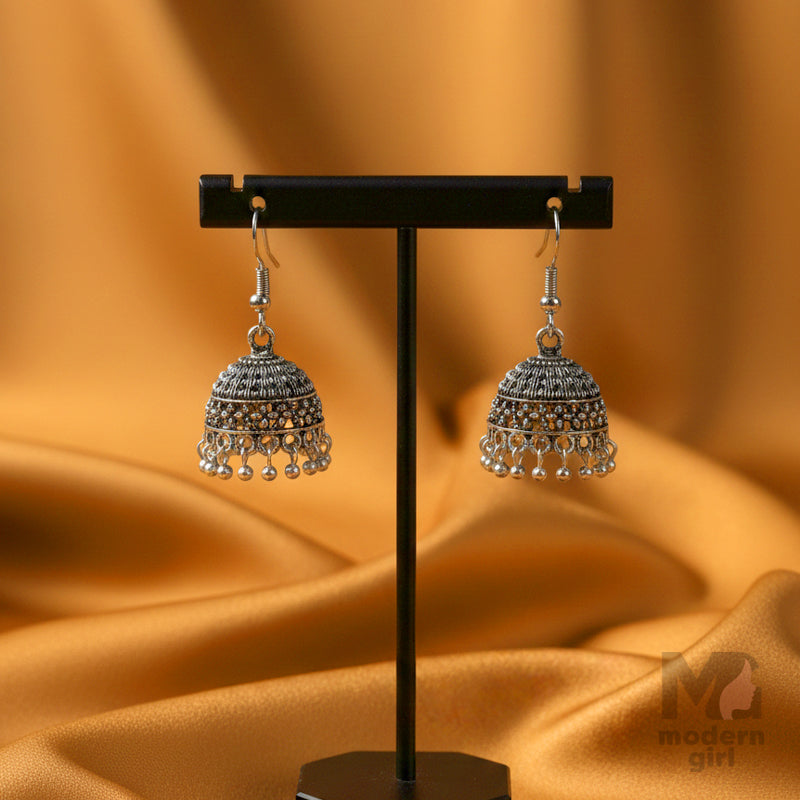 Lightweight Oxidised Silver Jhumka Earrings for Daily & Festive Wear