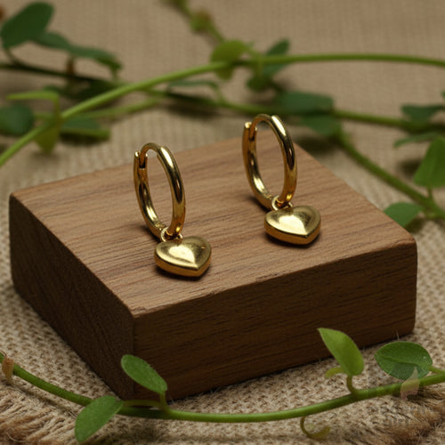 Golden Heart Hoop Earrings for Women – Minimalist Daily Wear Jewelry
