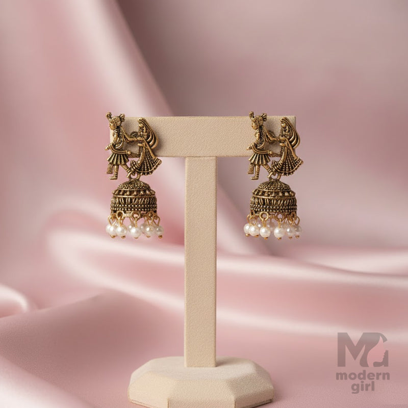 Garba Grace Antique Jhumka Earrings