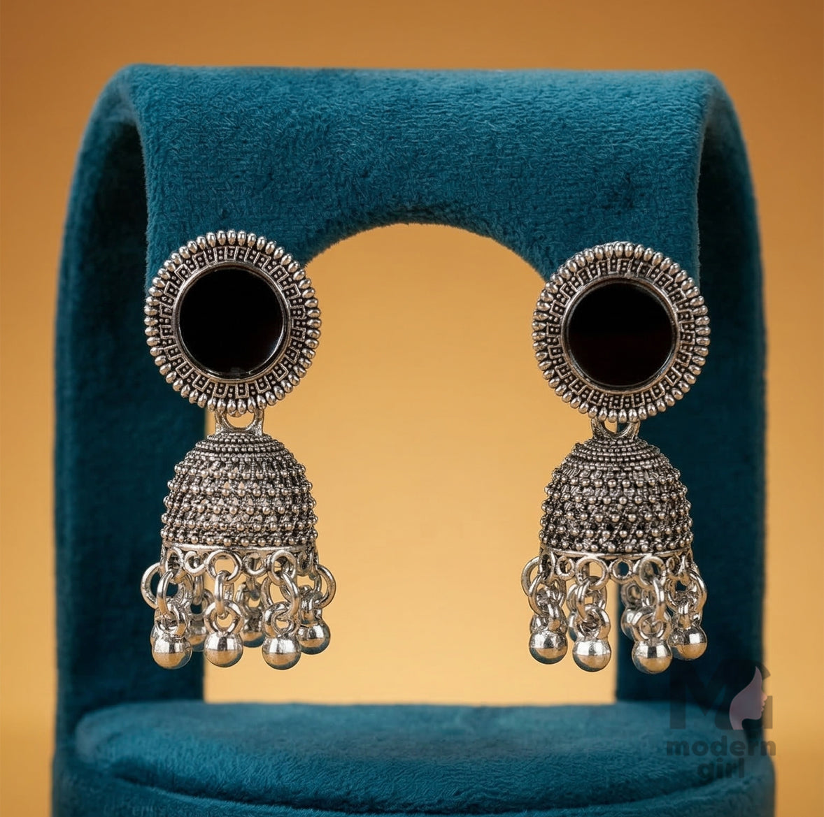 Oxidised mirror Jhumka Earrings | Silver Traditional Ethnic Jewelry for Women