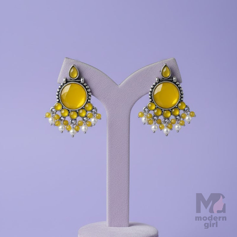 Stone & Pearl Drop Earrings