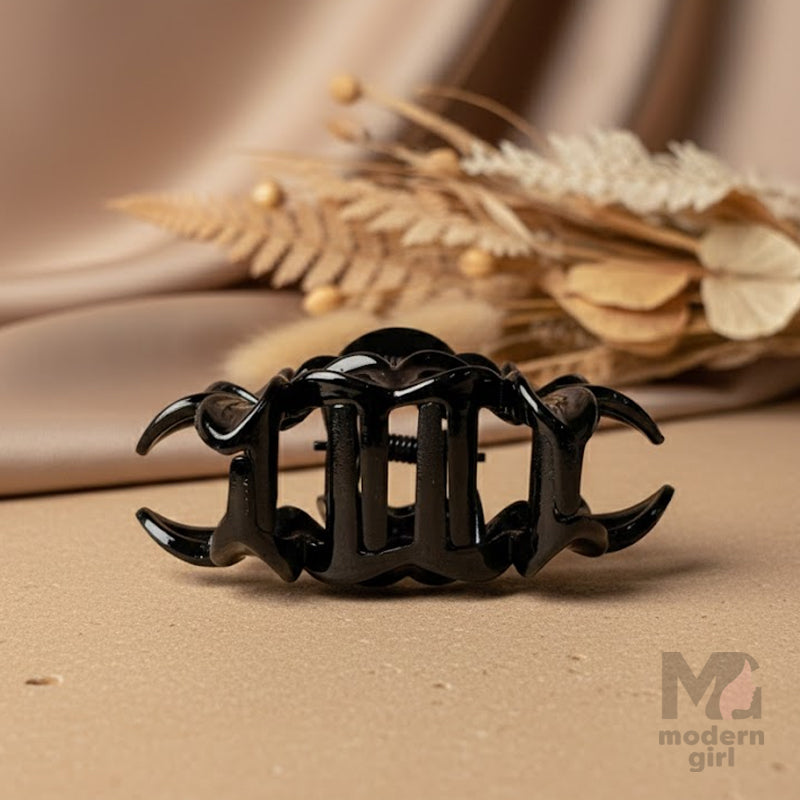 Premium Double Black Floral Hair Claw Clip