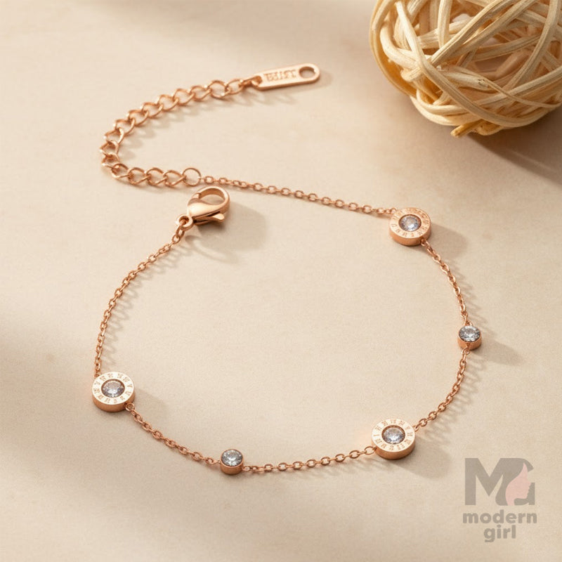 Rose Gold Crystal Minimal Bracelet