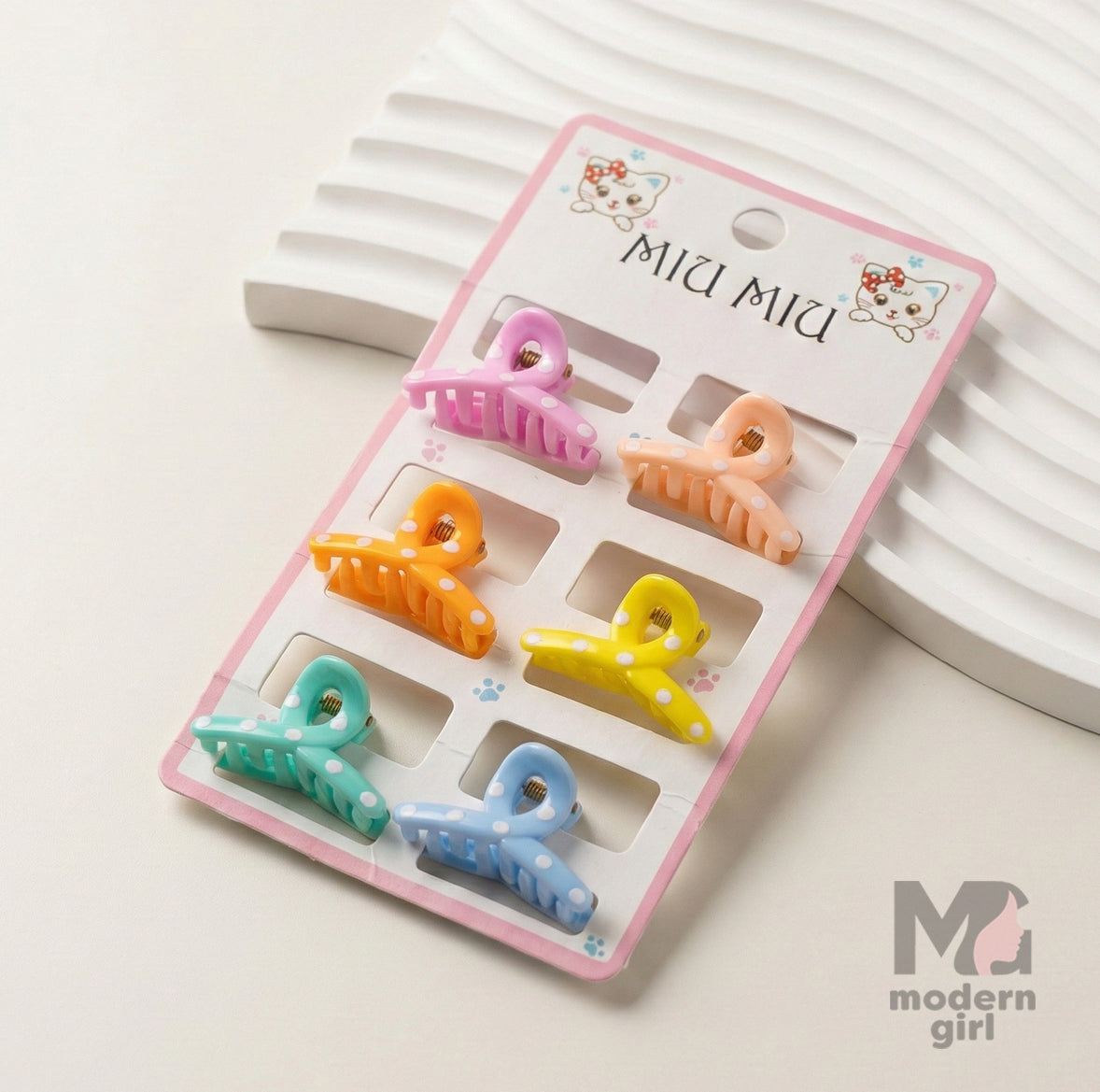 Pastel Mini Bow Hair Clip - 6 pieces