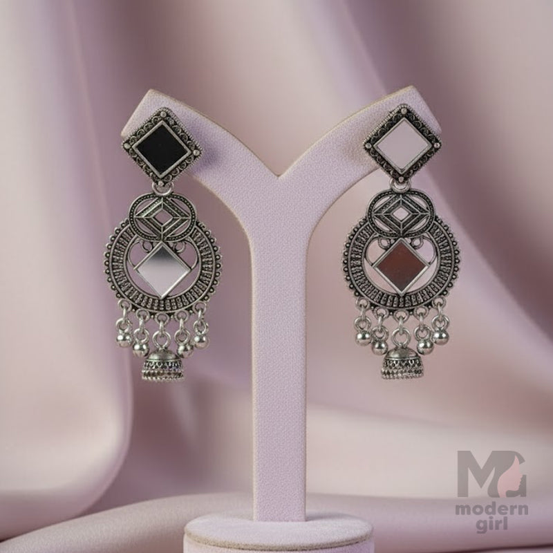 German Silver Geometric Mirror Earrings