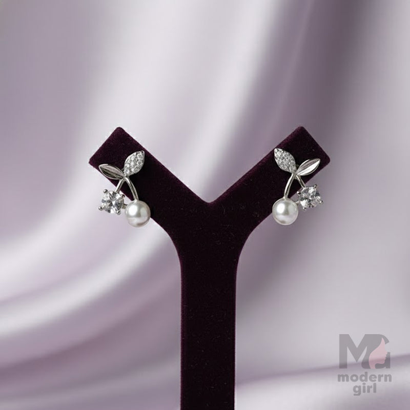 Pearl Crystal Cherry Studs