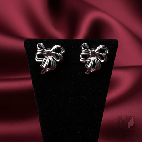 Silver Bow Knot Stud Earrings