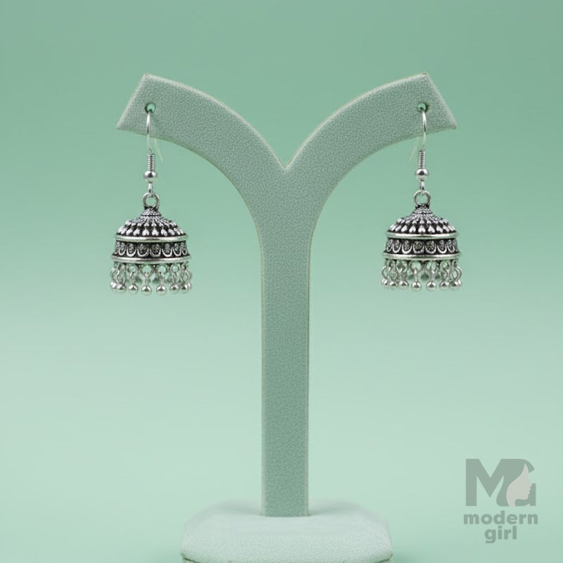 Classic Oxidized Silver Jhumka Earrings