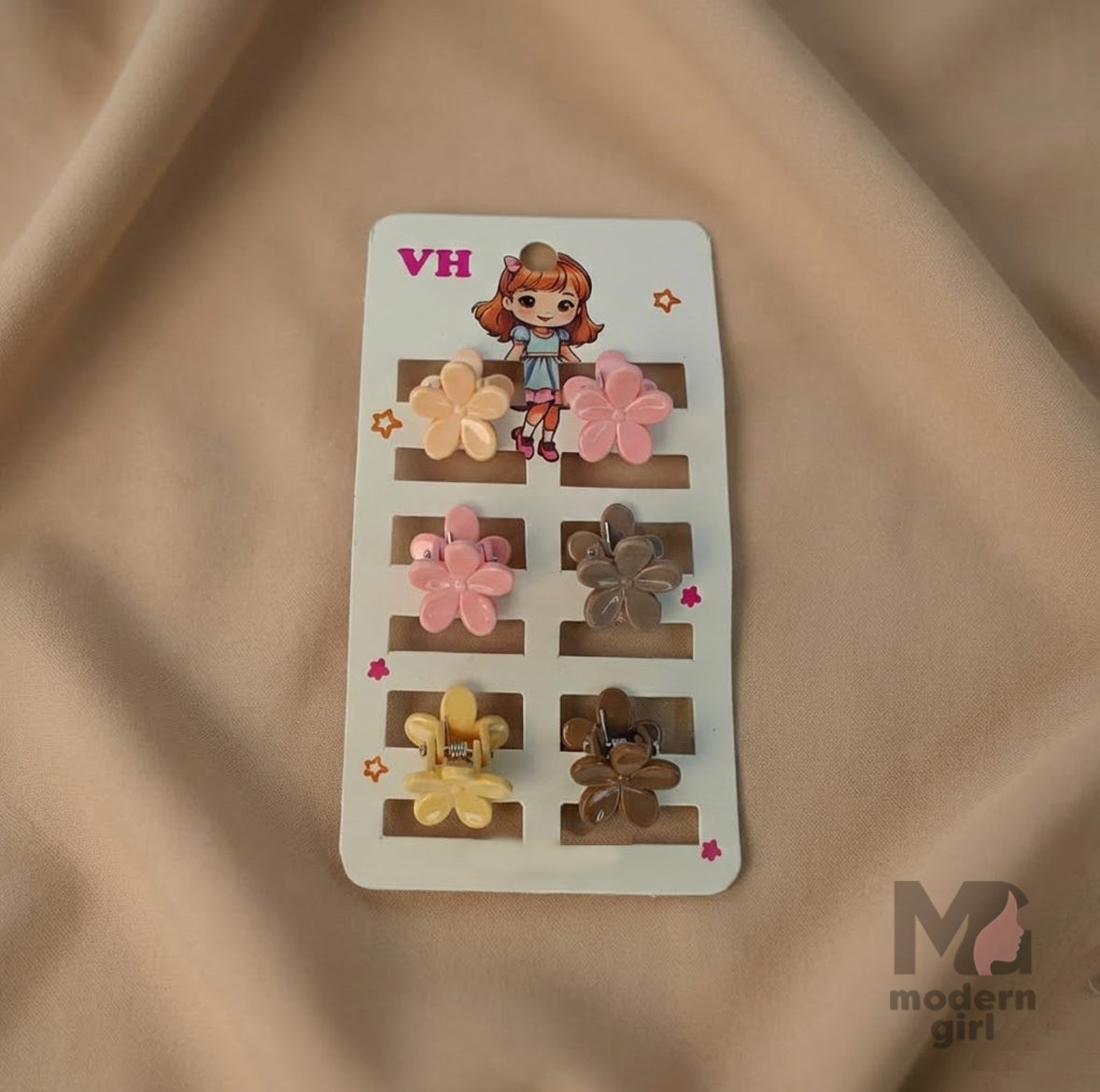 Cute Flower Mini Hair Clip - 6 pieces