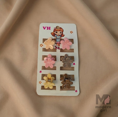 Cute Flower Mini Hair Clip - 6 pieces