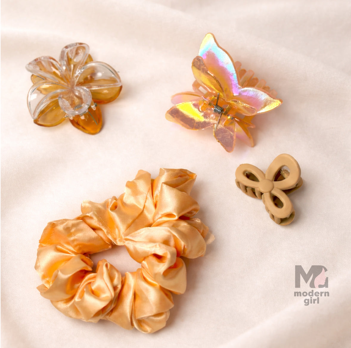 Peach Orange Glow Hair Accessory Gift Combo Set