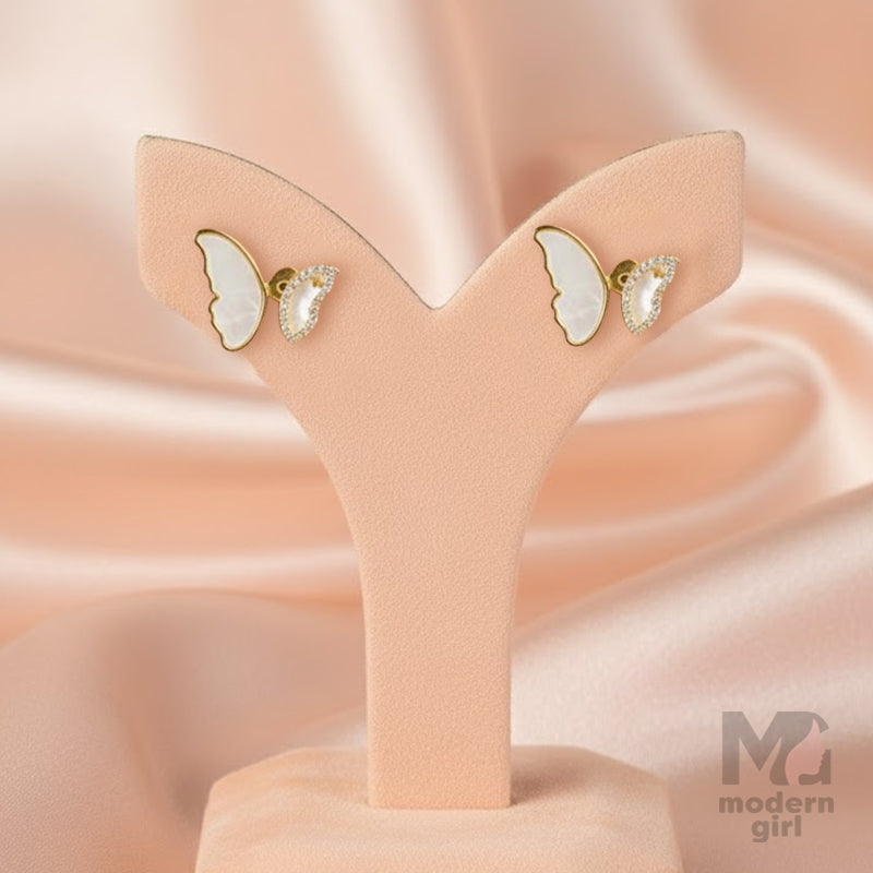 Golden Wing Crystal Stud Earrings