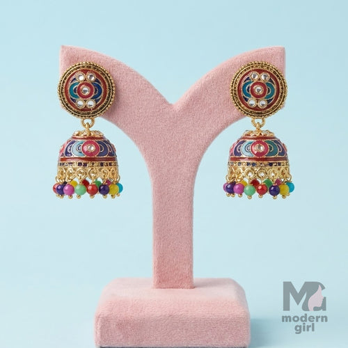 Oxidized Floral Jhumka